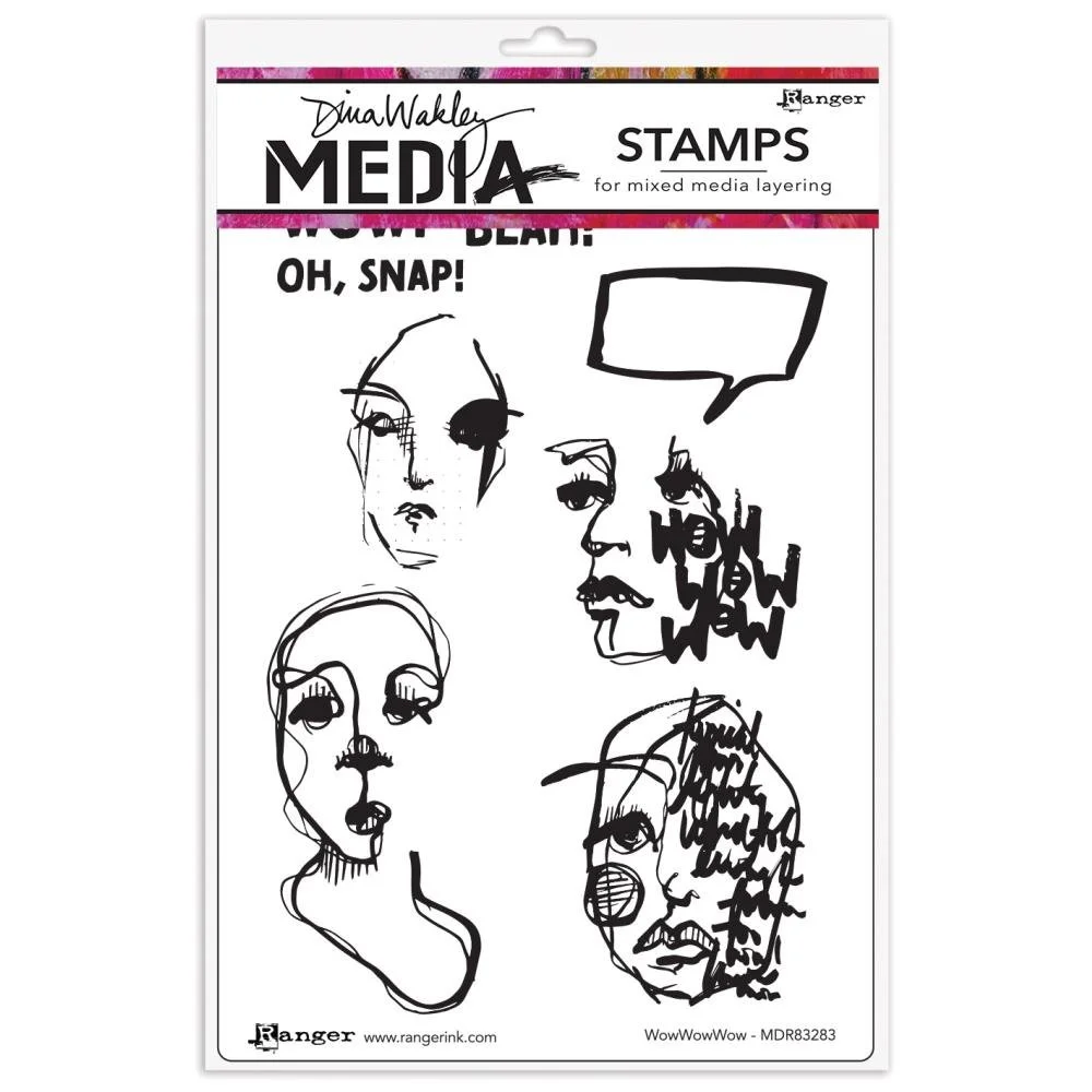 Dina Wakley Media Cling Stamps WowWowWow