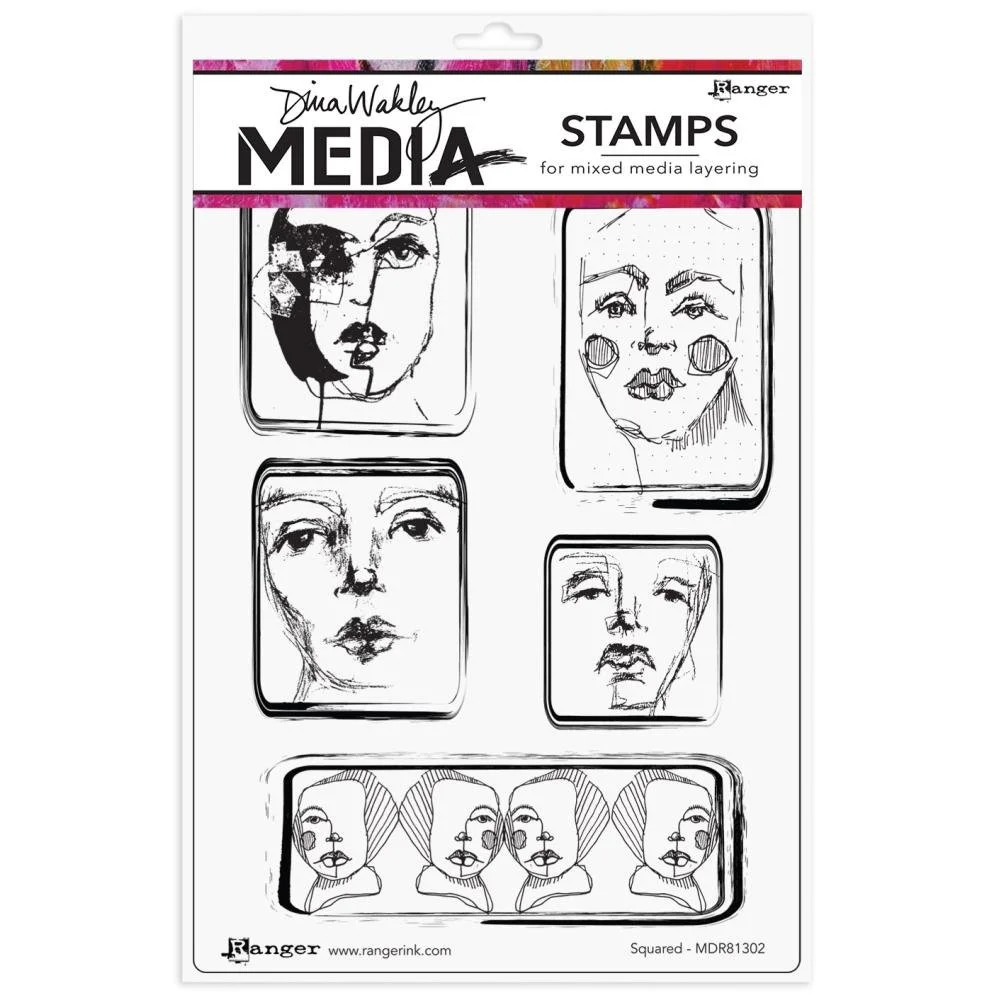 Dina Wakley Media Cling Stamps Squared