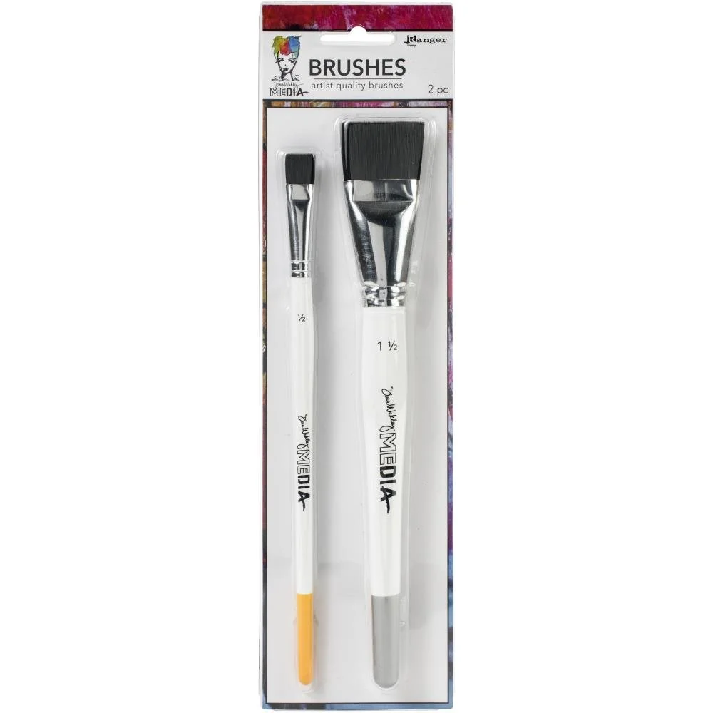 Dina Wakley Media Stiff Bristle Brushes 1.5"/0.5"