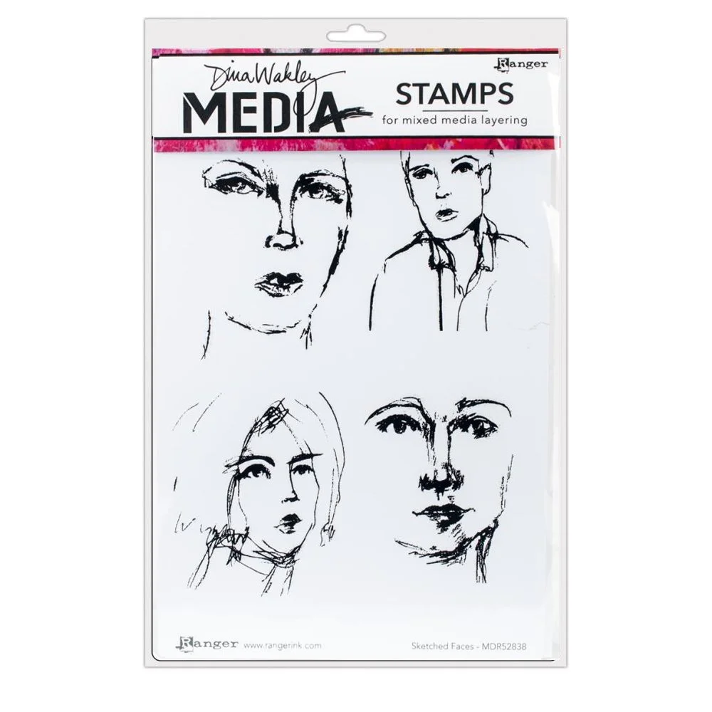 Dina Wakley Media Cling Stamps Sketched Faces