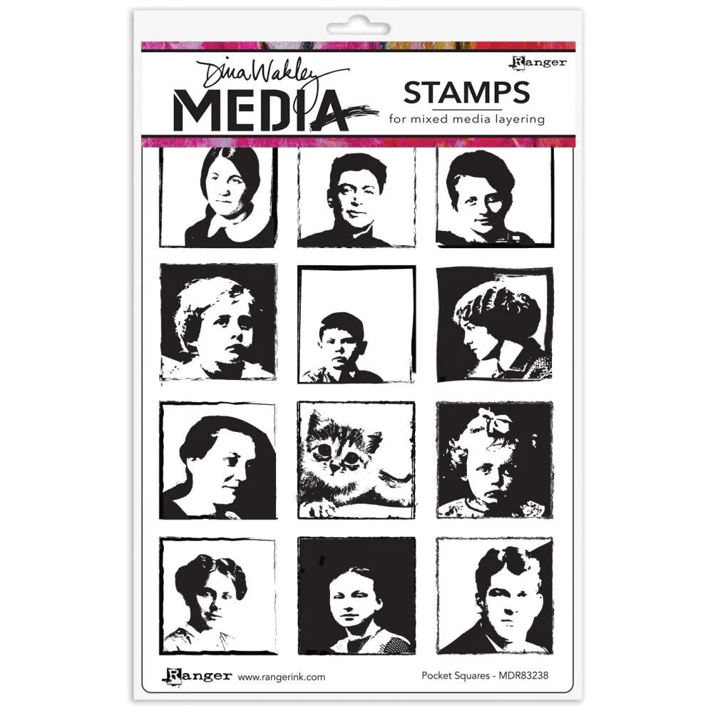 Dina Wakley Media Cling Stamps Pocket Squares