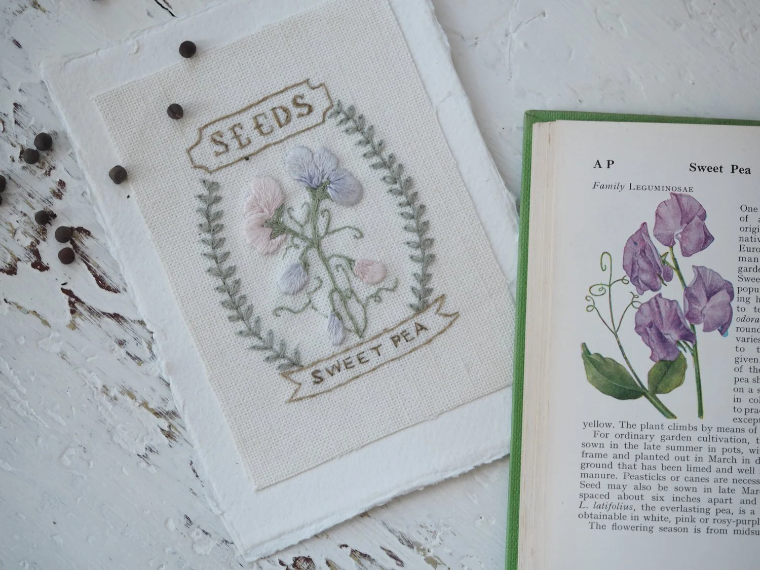 The Stitchery The Potting Shed - Sweet Pea Embroidery Kit