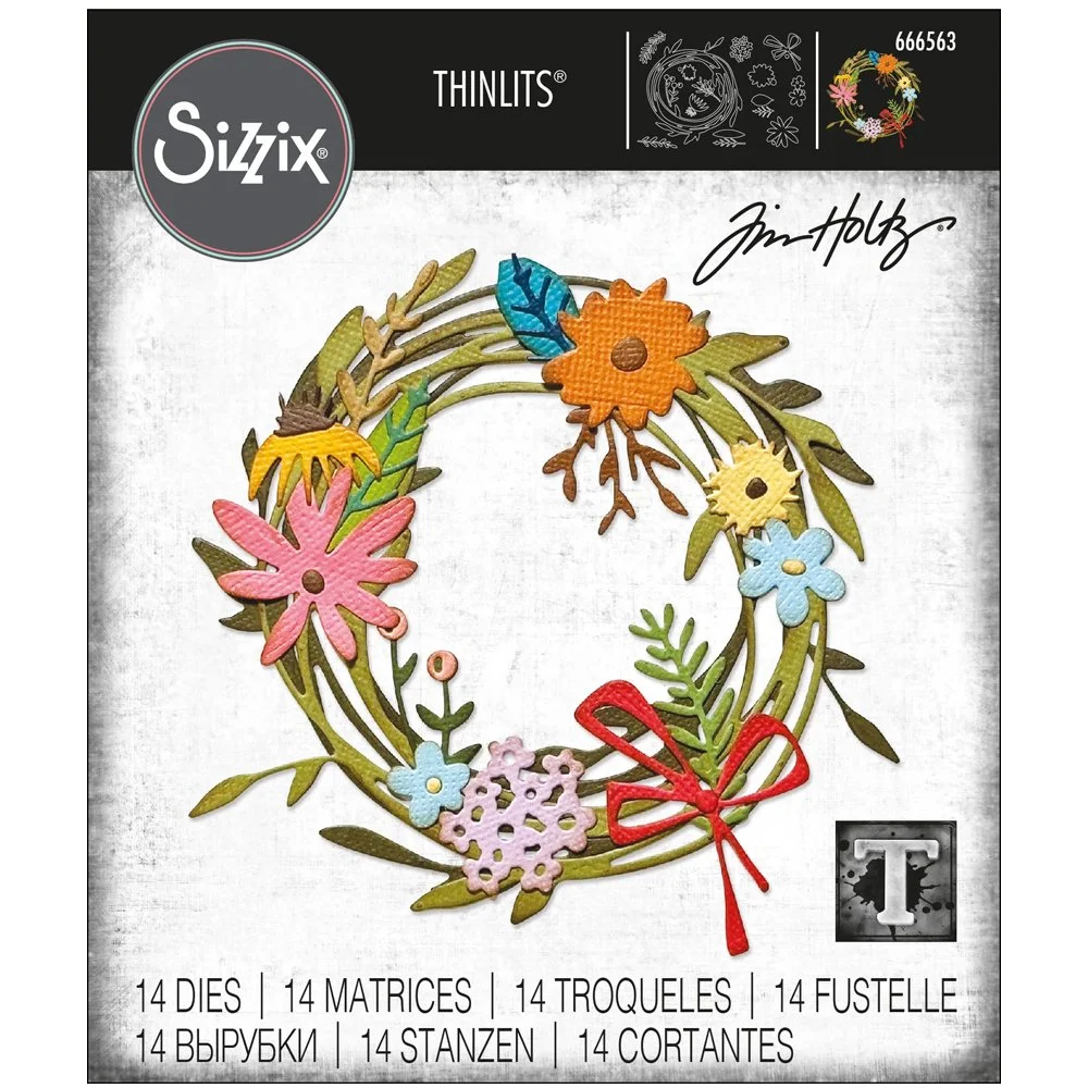 Tim Holtz Sizzix Thinlits Vault Funky Floral Wreath