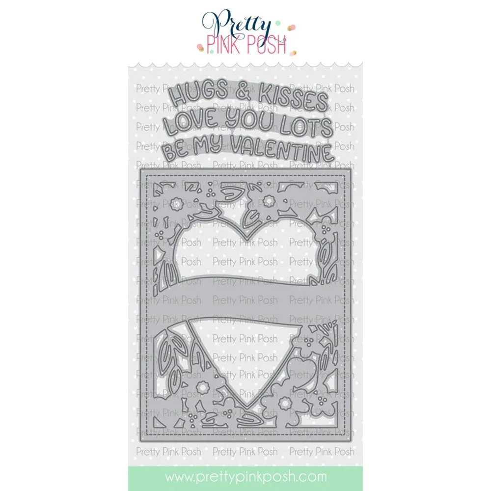 Pretty Pink Posh Elegant Banner Heart Dies
