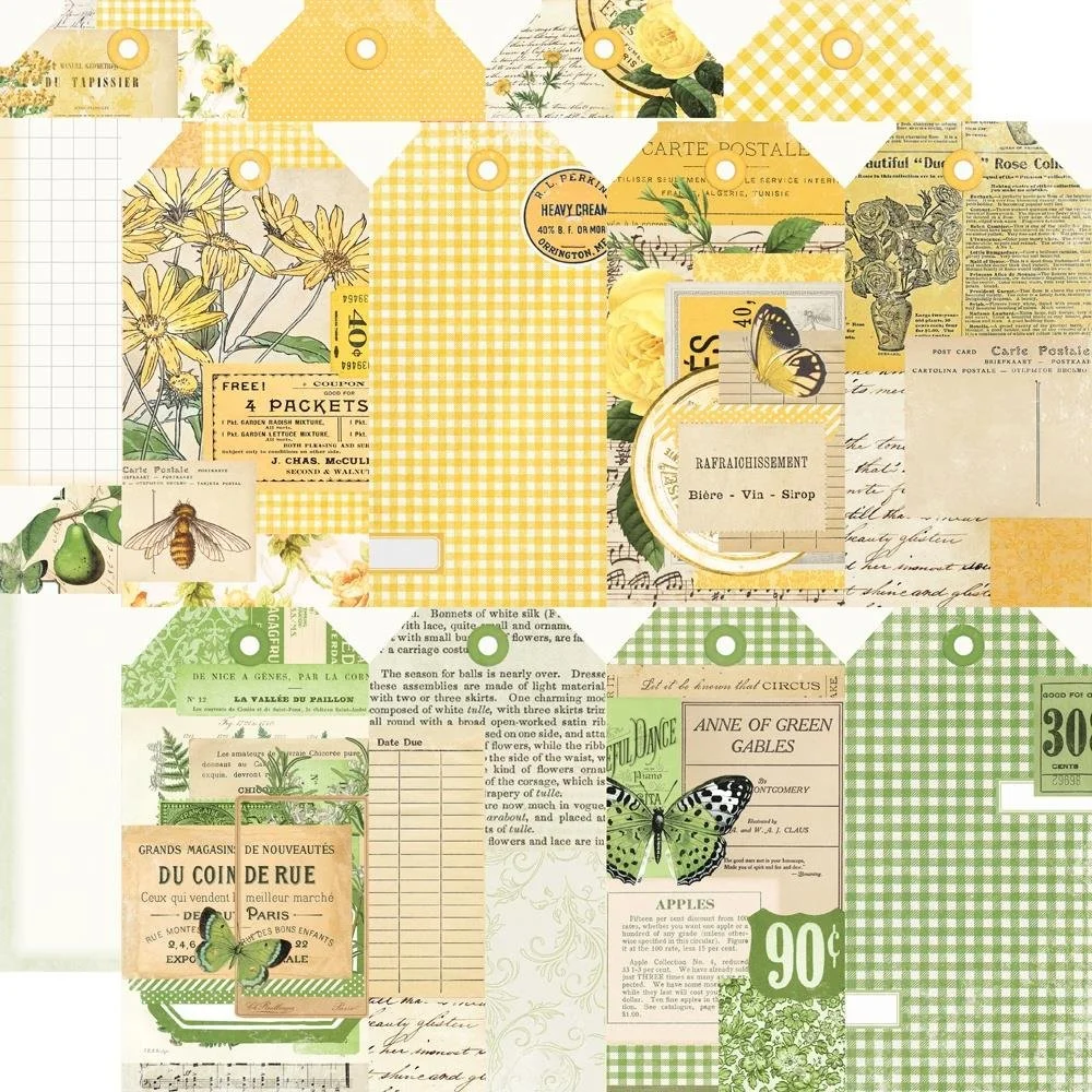 Simple Stories Vintage Color Palette 12" x 12" Paper Yellow & Green