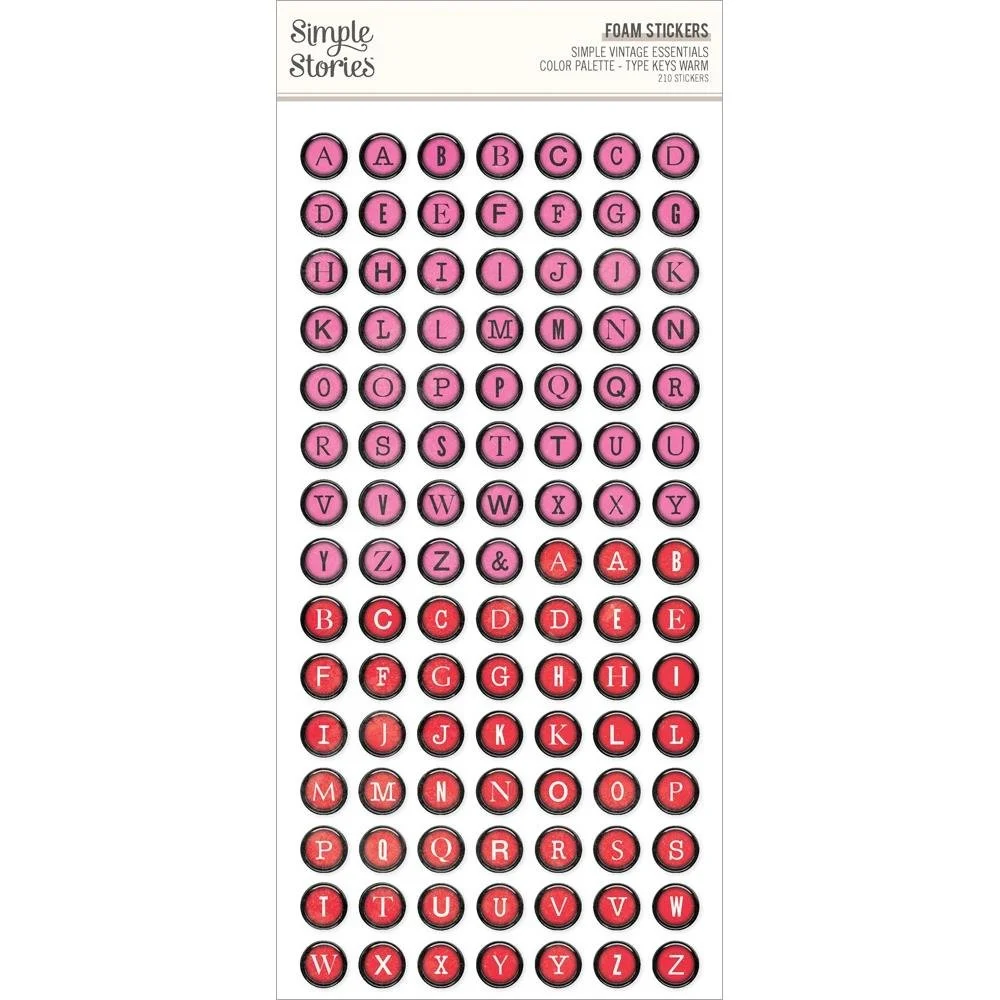 Simple Stories Vintage Color Palette Foam Stickers Type Keys Warm