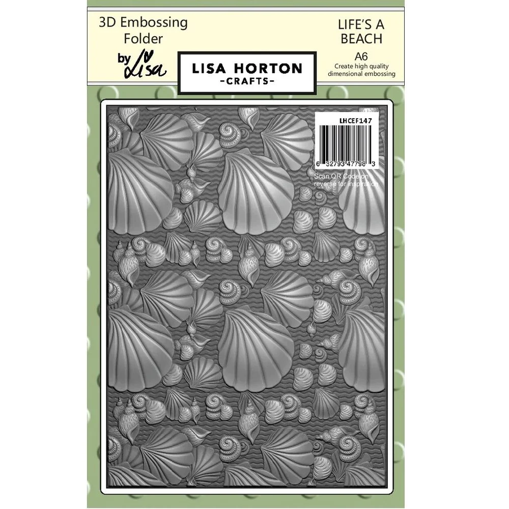 Lisa Horton Crafts 3D Embossing Folder Life's A Beach