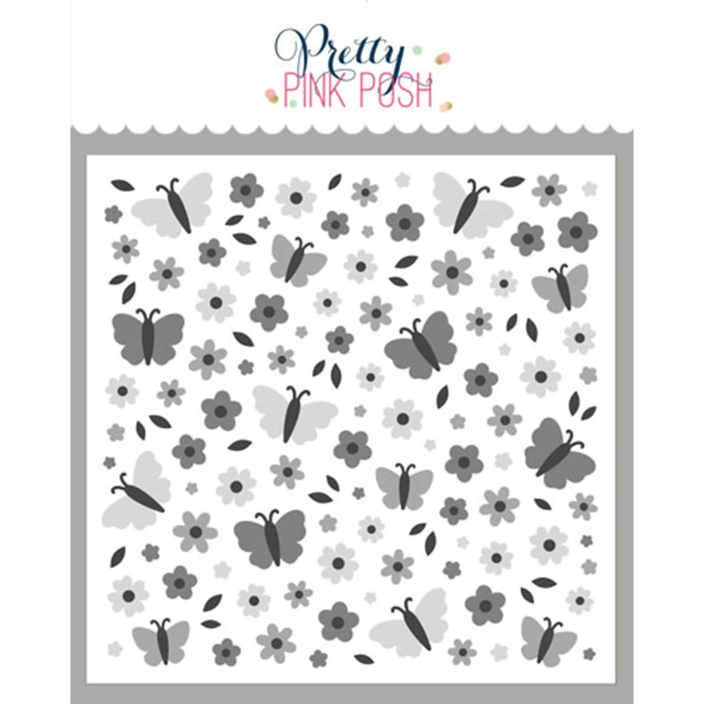 Pretty Pink Posh Layered Butterfly Floral Stencils (4 Layer)