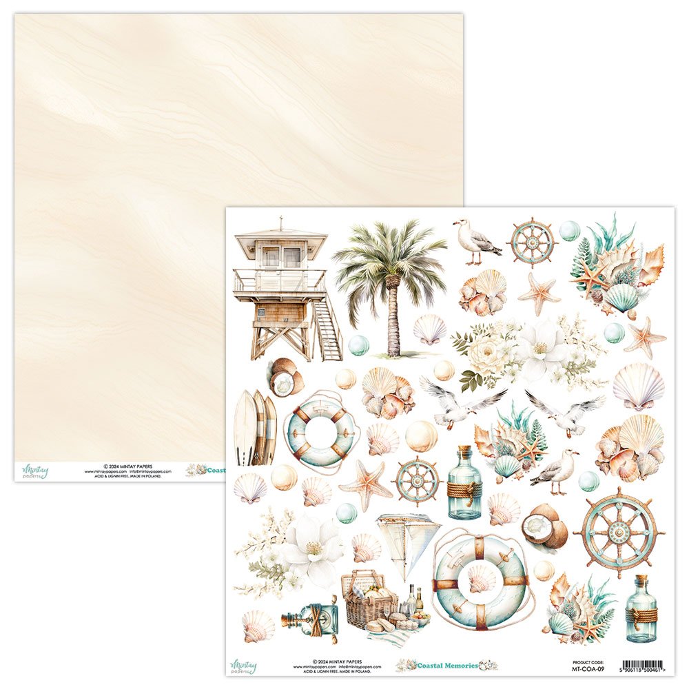 Mintay Coastal Memories 12" x 12" Paper Elements (Paper 09)