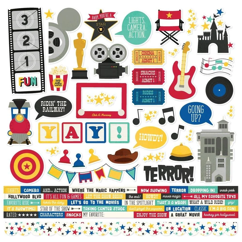 Simple Stories Say Cheese Tinseltown 12" x 12" Element Stickers