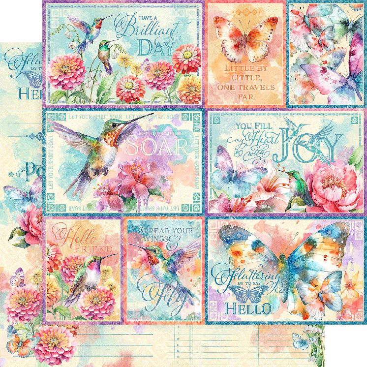 Graphic 45 Flight Of Fancy 12" x 12" Paper Let Your Spirit Soar