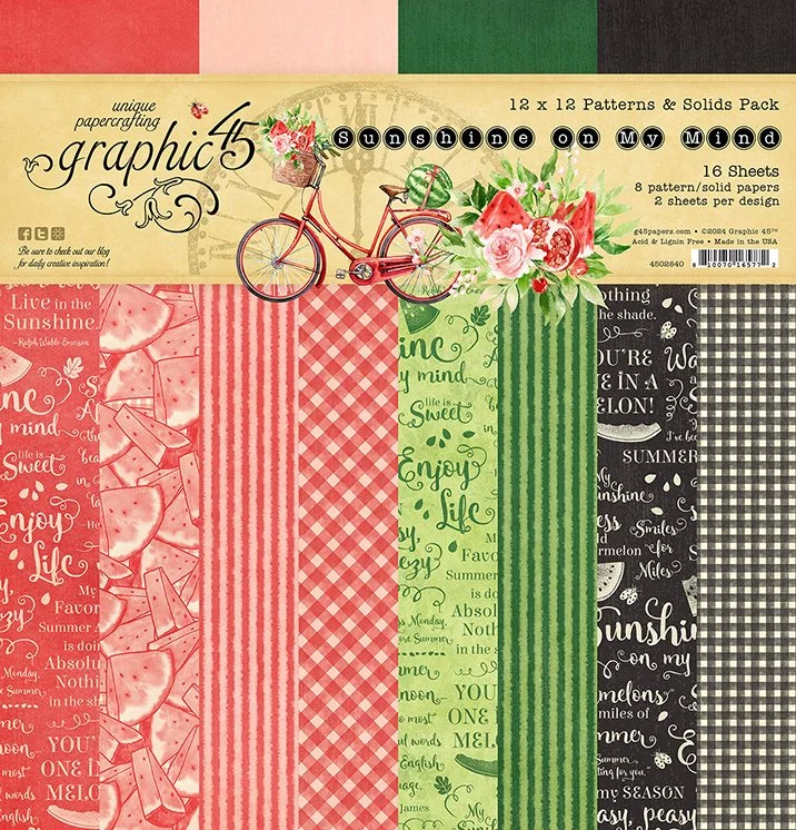Graphic 45 Sunshine On My Mind 12" x 12" Patterns & Solids Pad