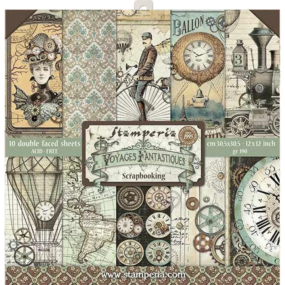 Stamperia 12" x 12" Collection Pack Voyages Fantastiques
