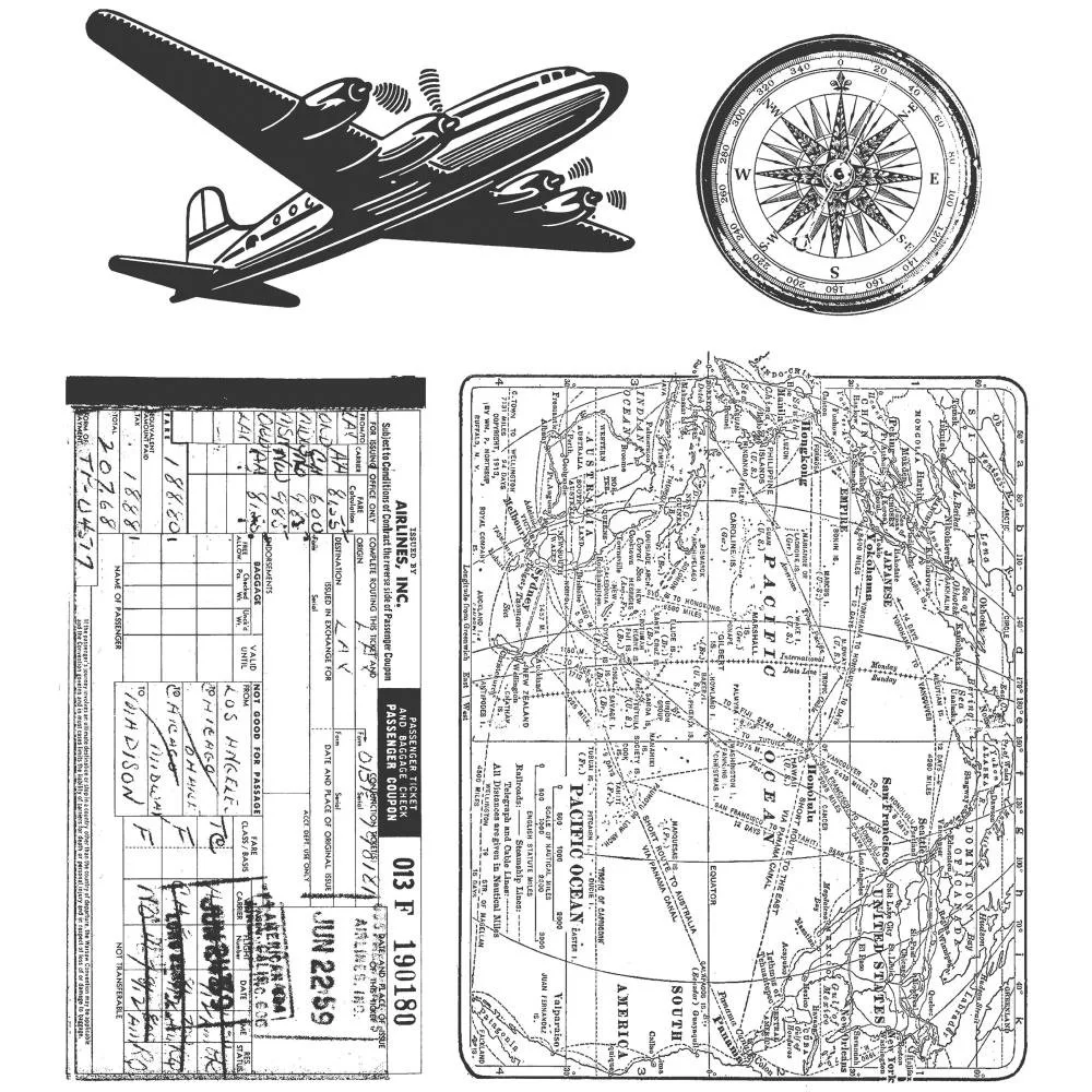 Tim Holtz Cling Stamps Air Travel