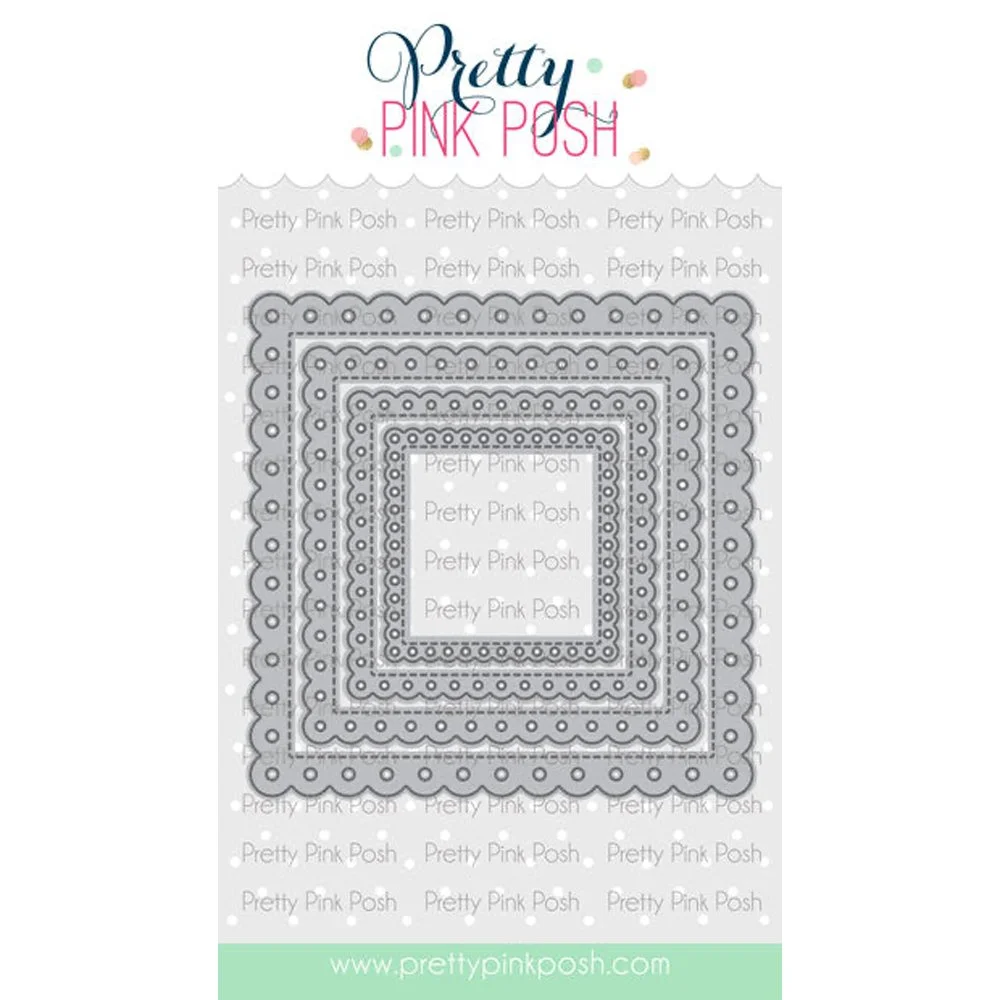 Pretty Pink Posh Eyelet Squares Dies
