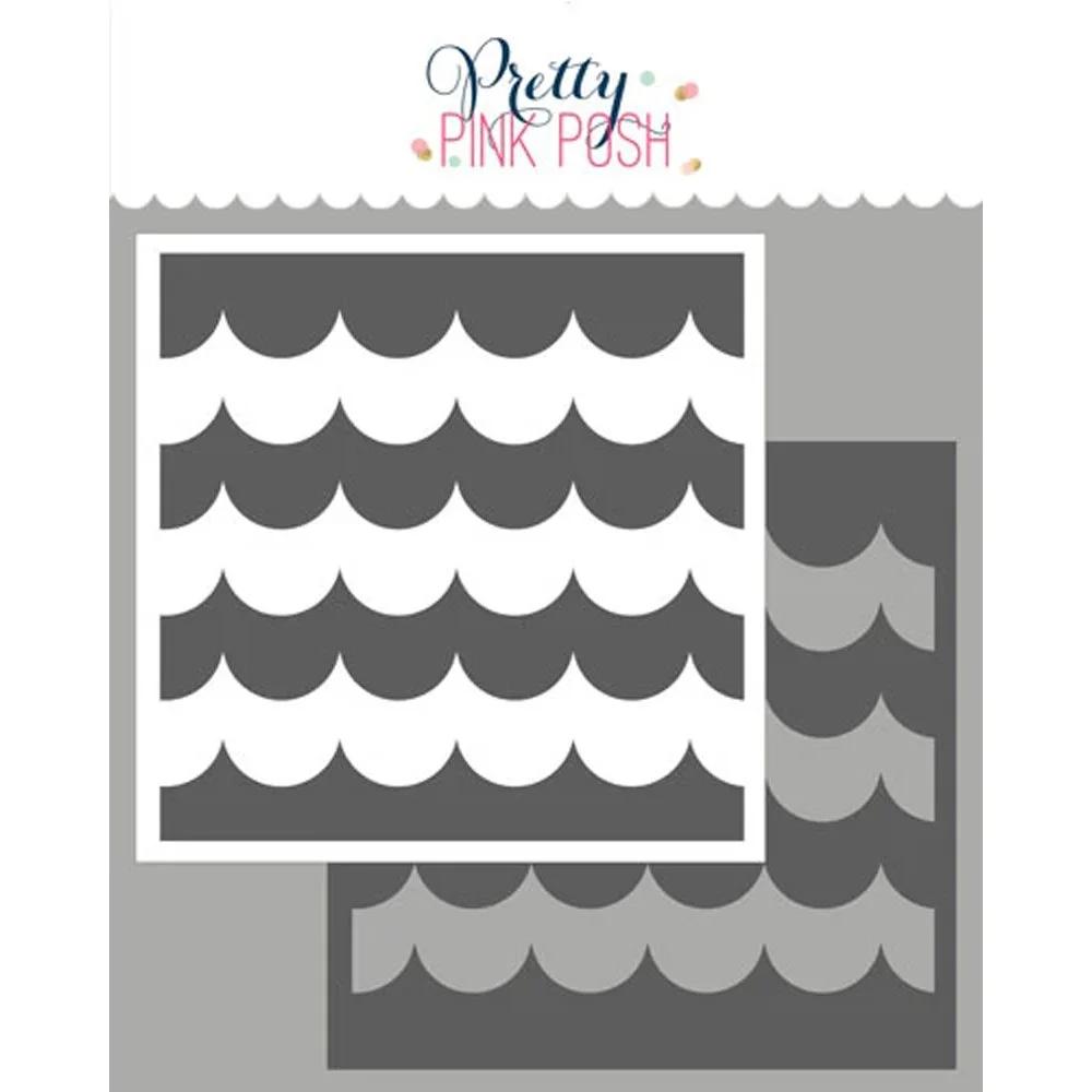 Pretty Pink Posh Stacked Scallops Stencils (2 Pack)