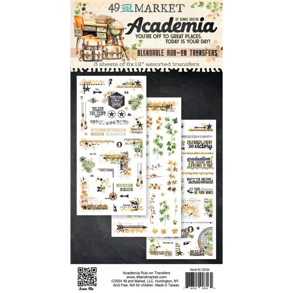 49 & Market Academia Rub-On Transfer Set