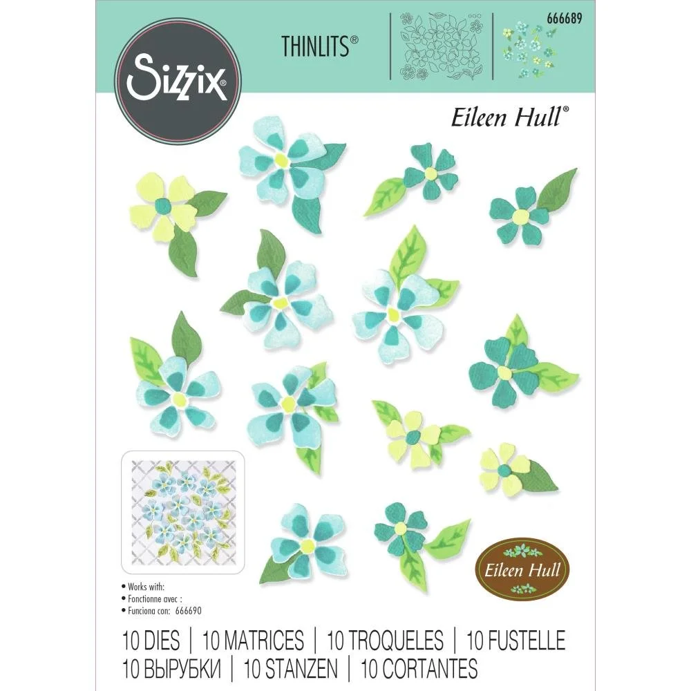Sizzix Eileen Hull Thinlit Dies Painterly Blooms & Background
