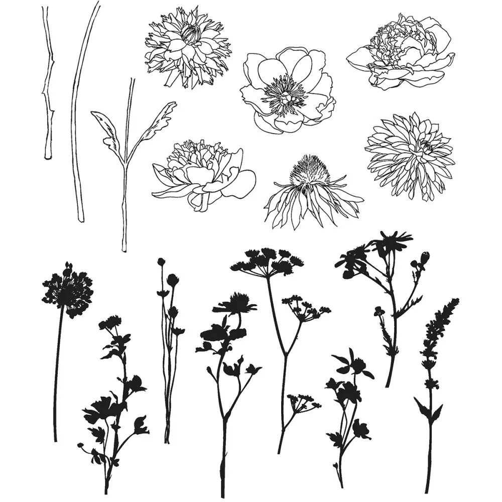 Tim Holtz Cling Stamps Mini Bouquet