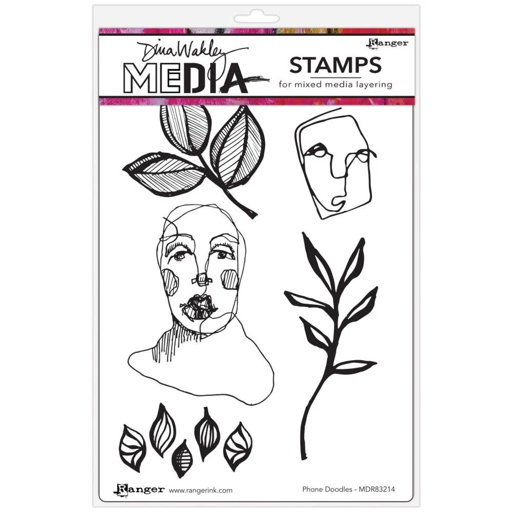 Dina Wakley Media Cling Stamps Phone Doodles