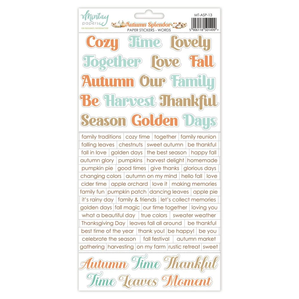 Mintay Autumn Splendor 6" x 12" Stickers Words