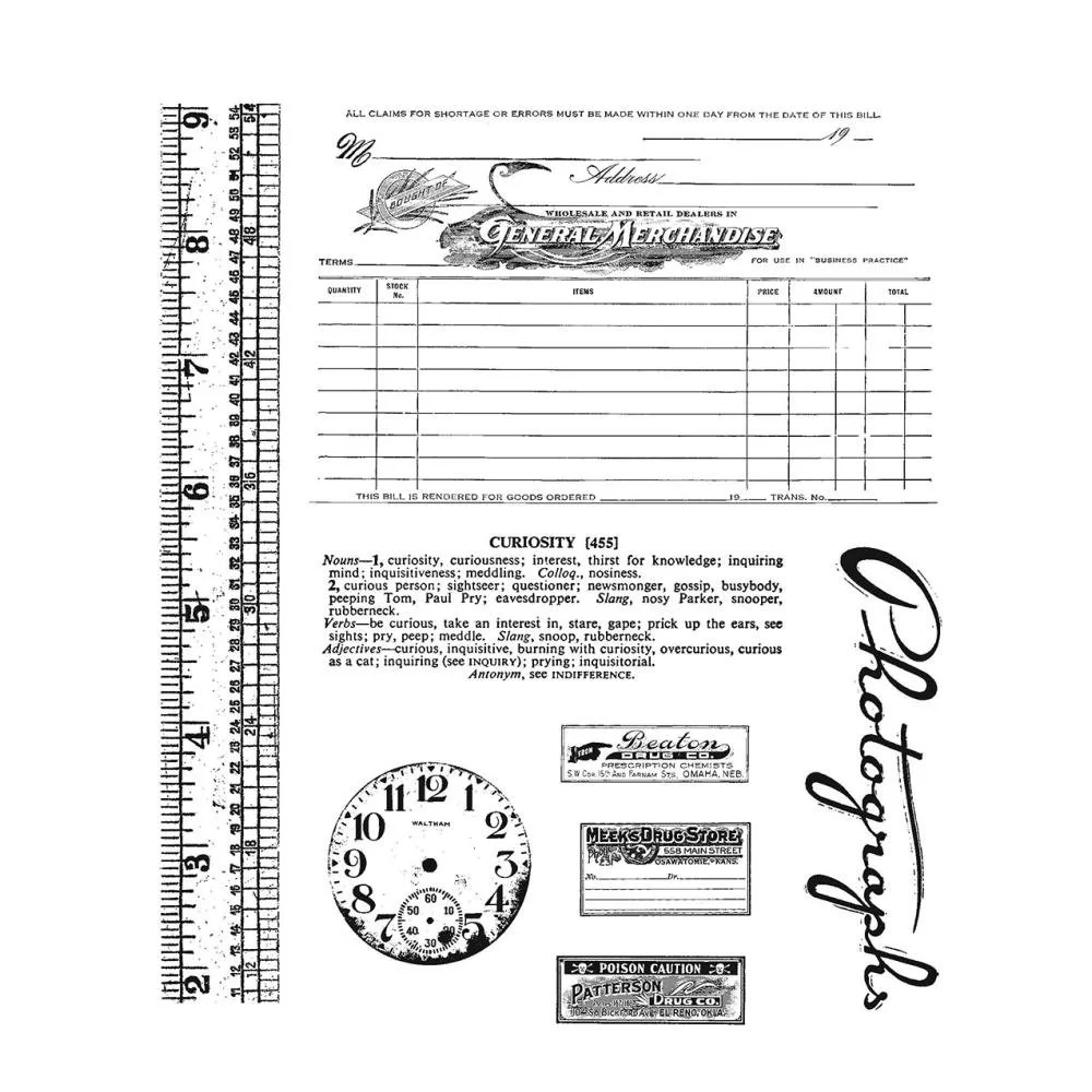 Tim Holtz Cling Stamps Curiosities