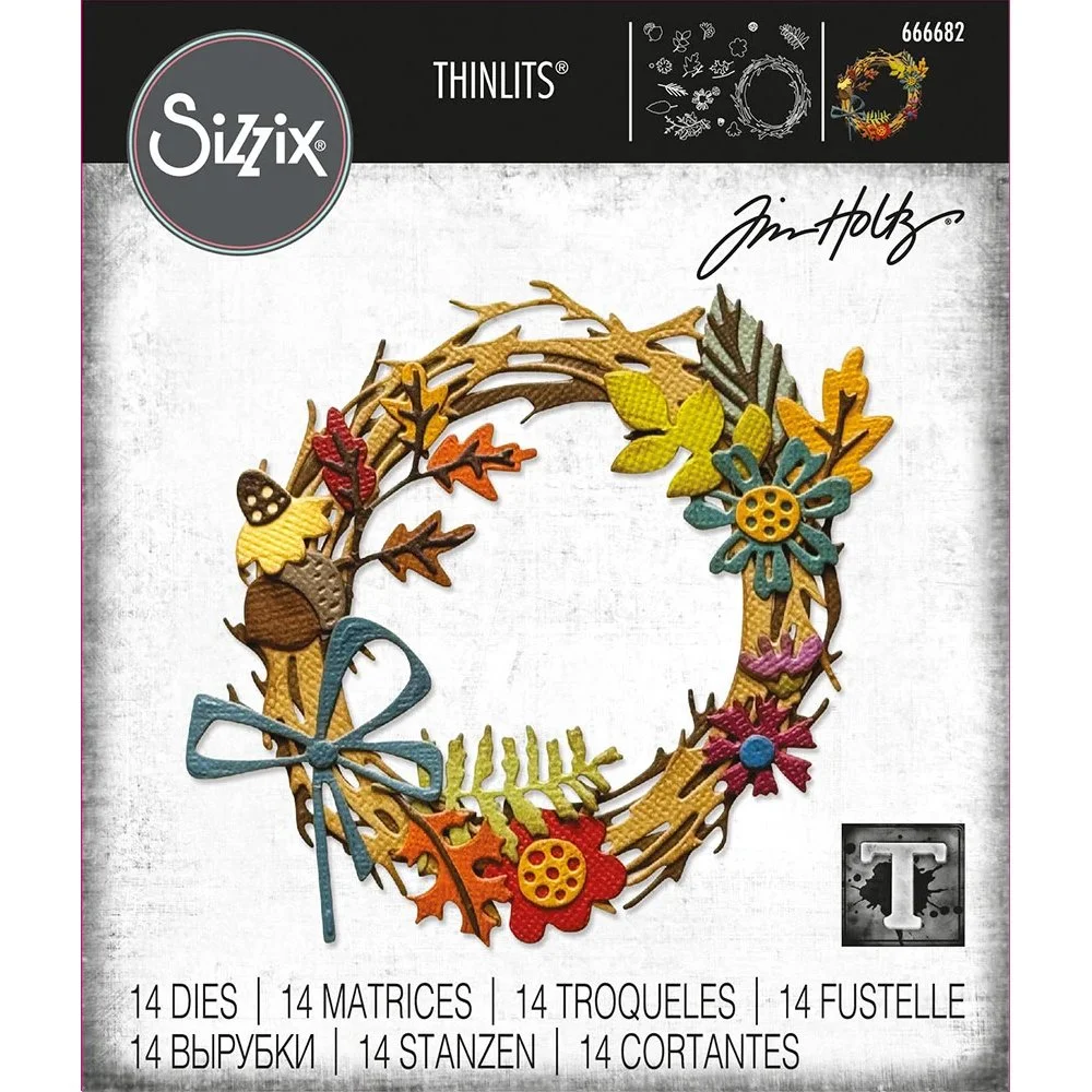Tim Holtz Sizzix Thinlits Dies Vault Foliage Wreath