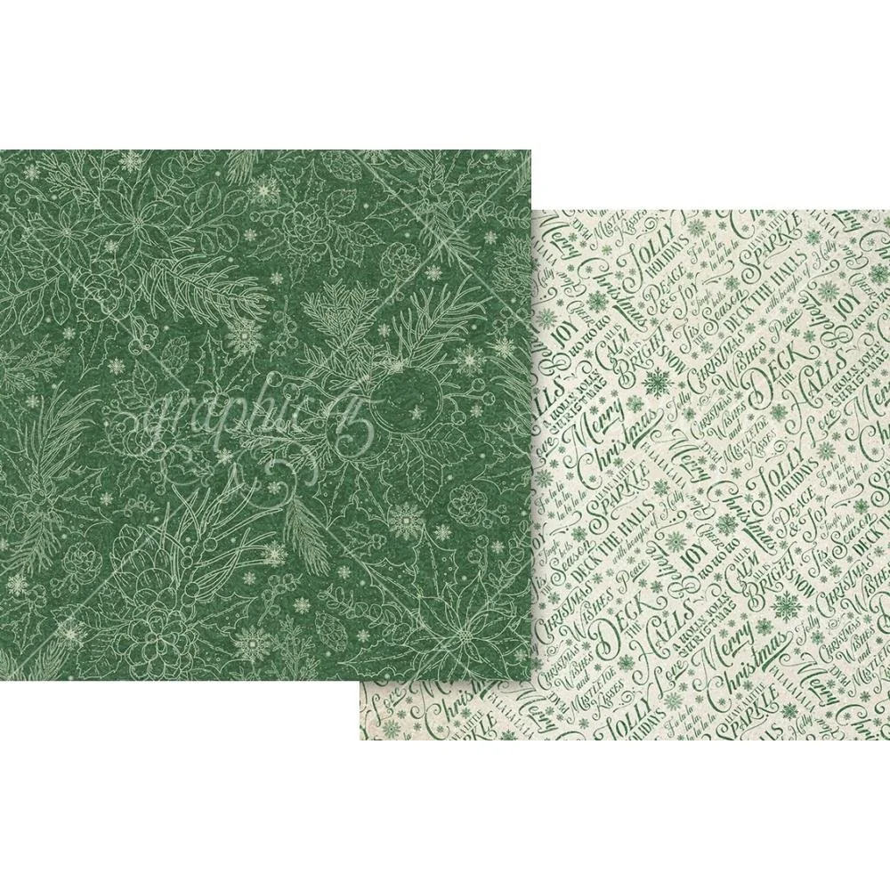 Graphic 45 Deck The Halls 12" x 12" Paper Boughs Of Holly