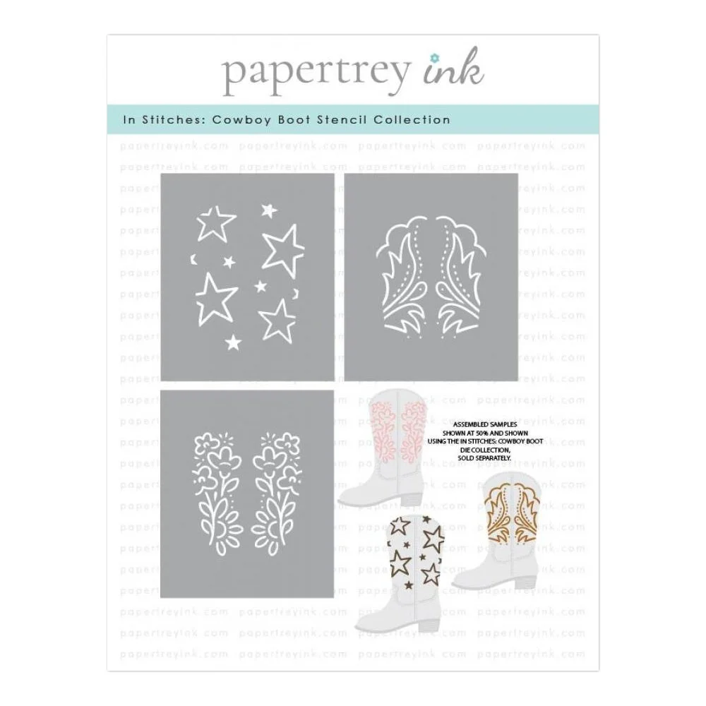 Papertrey Ink In Stitches: Cowboy Boot Stencil Collection (set of 3)
