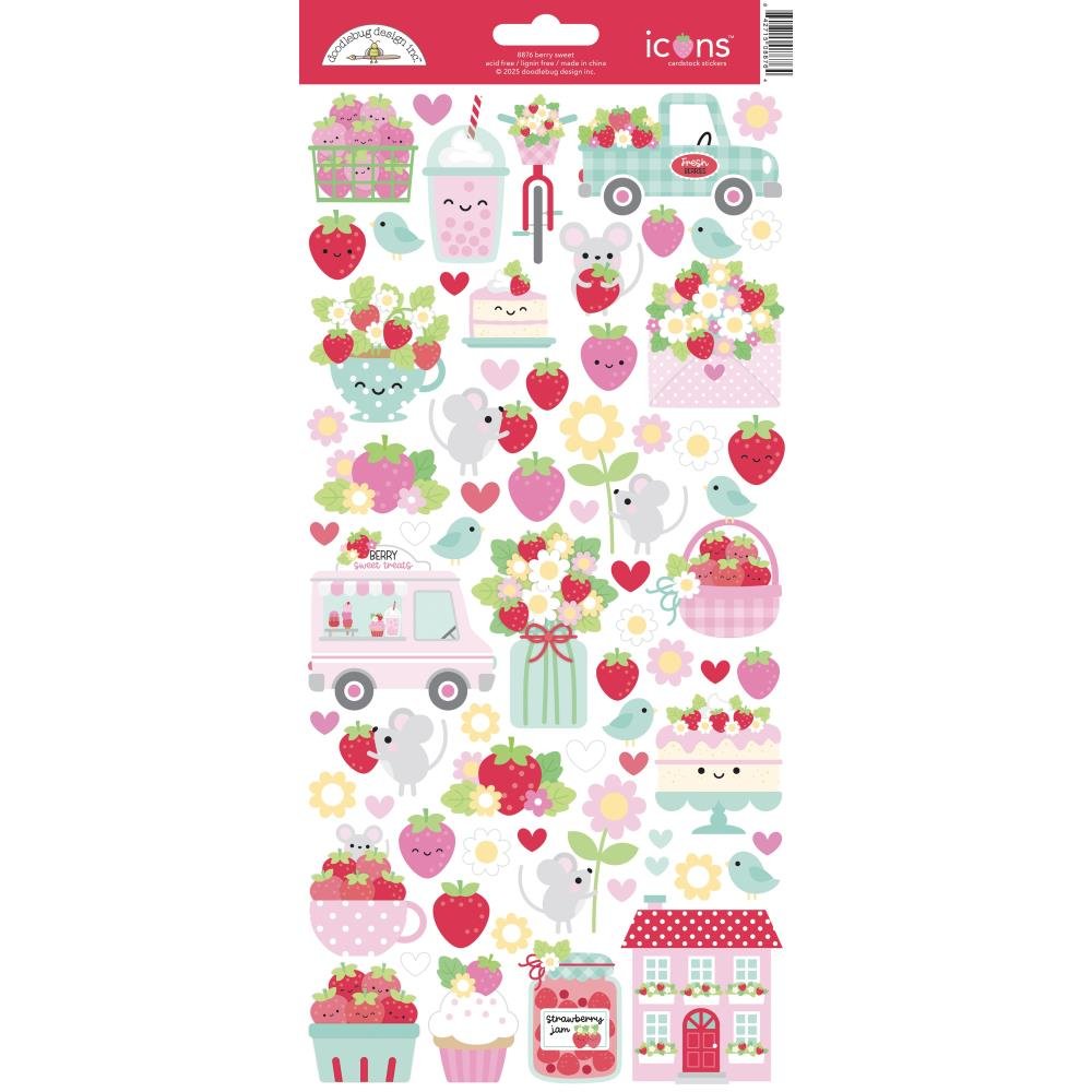 Doodlebug Berry Sweet Stickers Icons