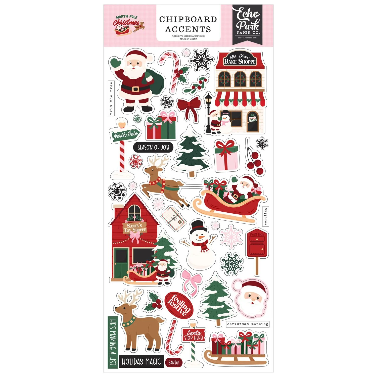 *Pre-Order* Echo Park North Pole Christmas Chipboard Accents