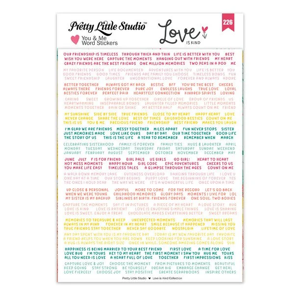 Pretty Little Studio Love Is Kind You & Me Word White Stickers