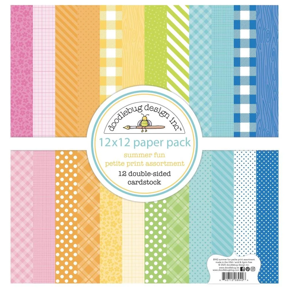 Doodlebug Summer Fun 12" x 12" Petite Prints Pack