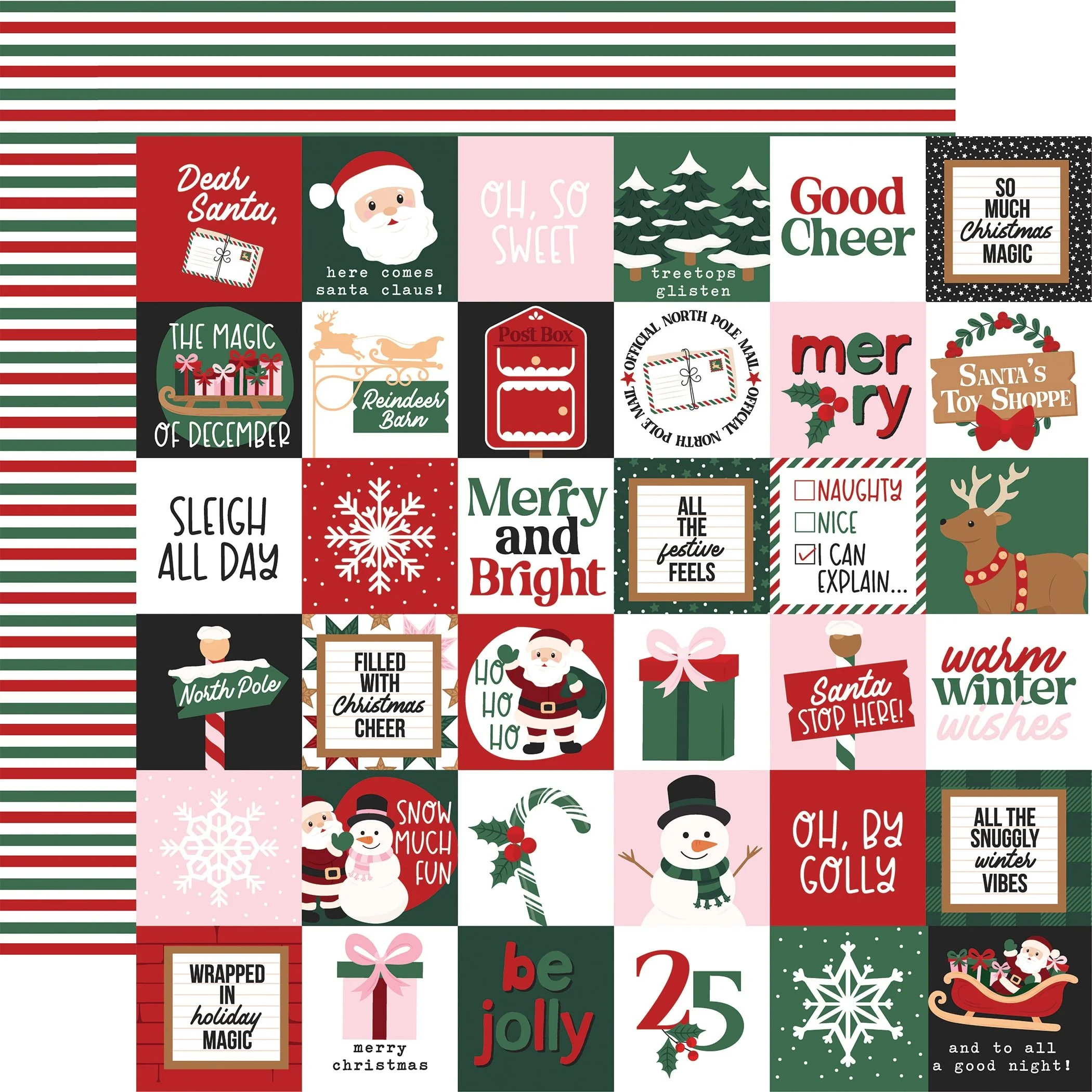 *Pre-Order* Echo Park North Pole Christmas 12" x 12" Paper 2" x 2" Journaling Cards