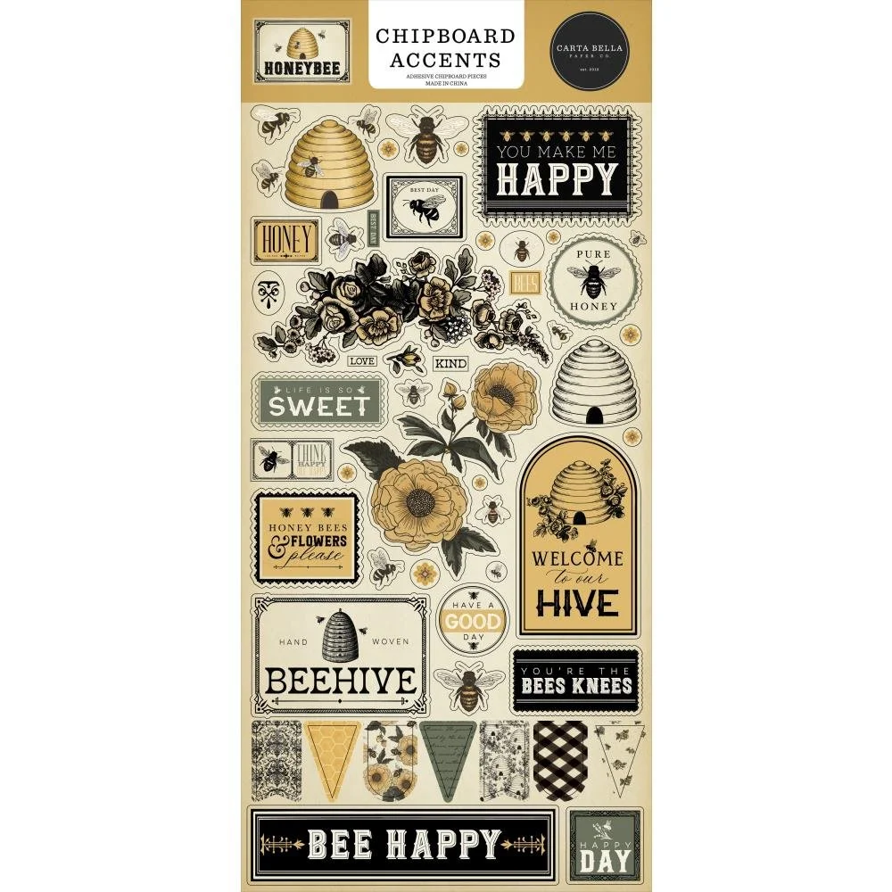 Carta Bella Honey Bee Chipboard Accents
