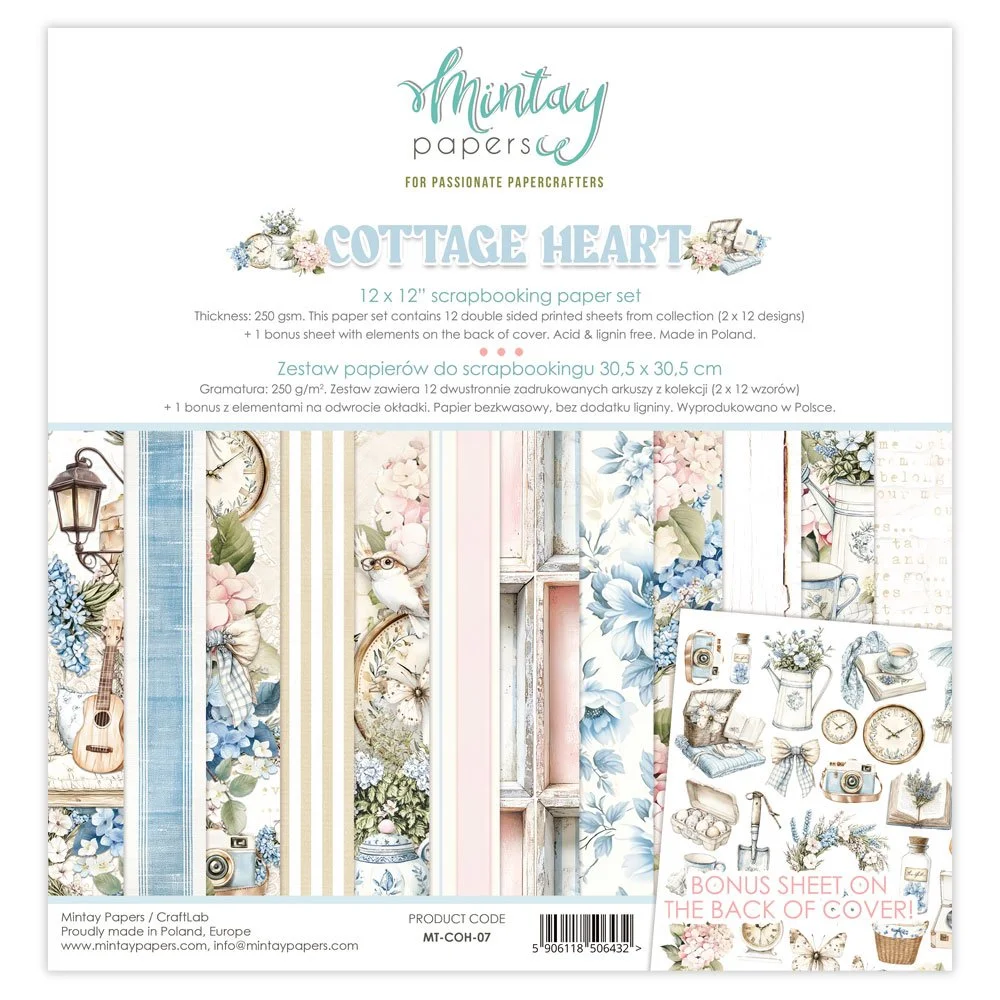 Mintay Cottage Heart 12" x 12" Paper Set