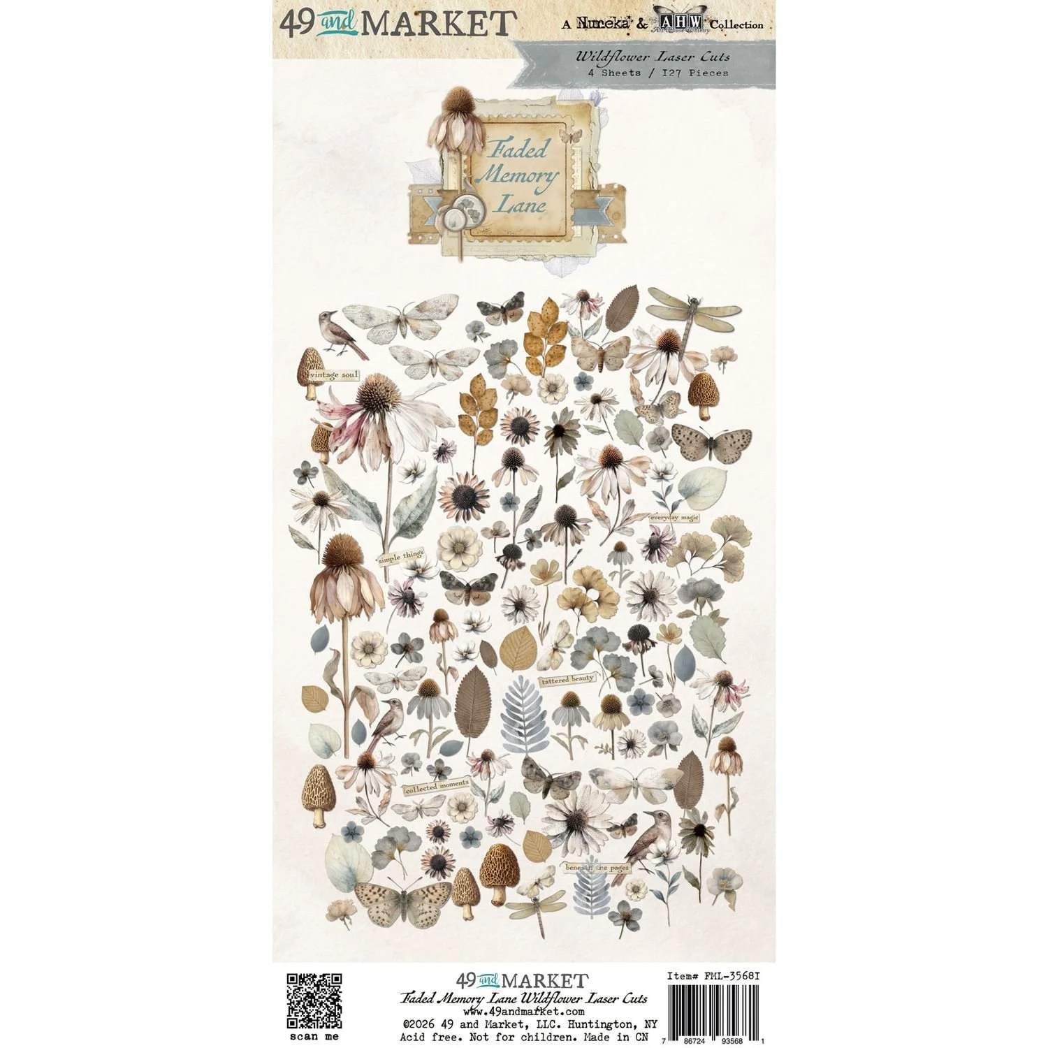 49 & Market Faded Memory Lane Laser Cut Outs Wildflowers