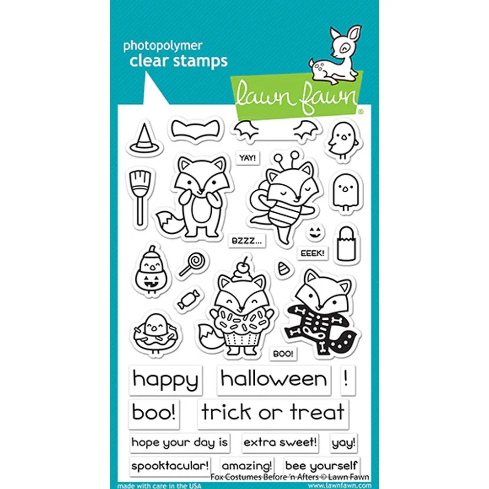 Lawn Fawn Clear Stamps Fox Costumes Before & Afters