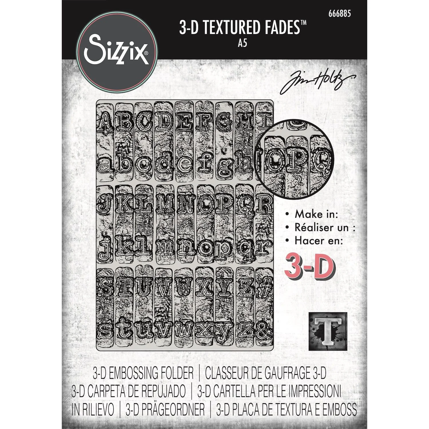 Tim Holtz Sizzix 3D Large A5 Embossing Folder Typewriter