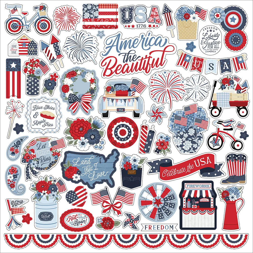 Echo Park All American 12" x 12" Cardstock Stickers