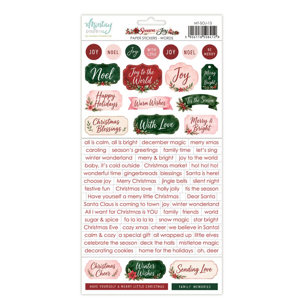 *Pre-Order* Mintay Season Of Joy Paper Stickers Words