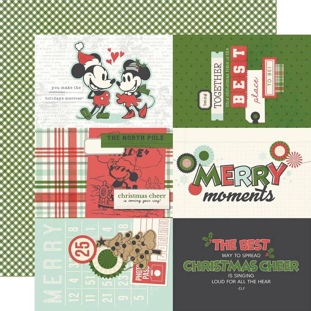 Simple Stories Say Cheese Classic Mouse Christmas 12" x 12" Paper 4" x 6" Elements