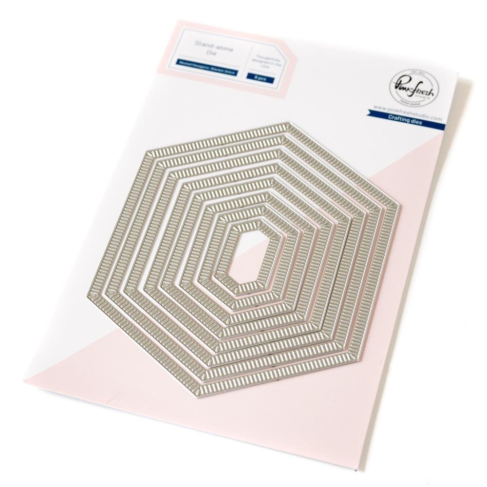Pinkfresh Studio Essentials Die Set Nested Hexagons Blanket Stitch
