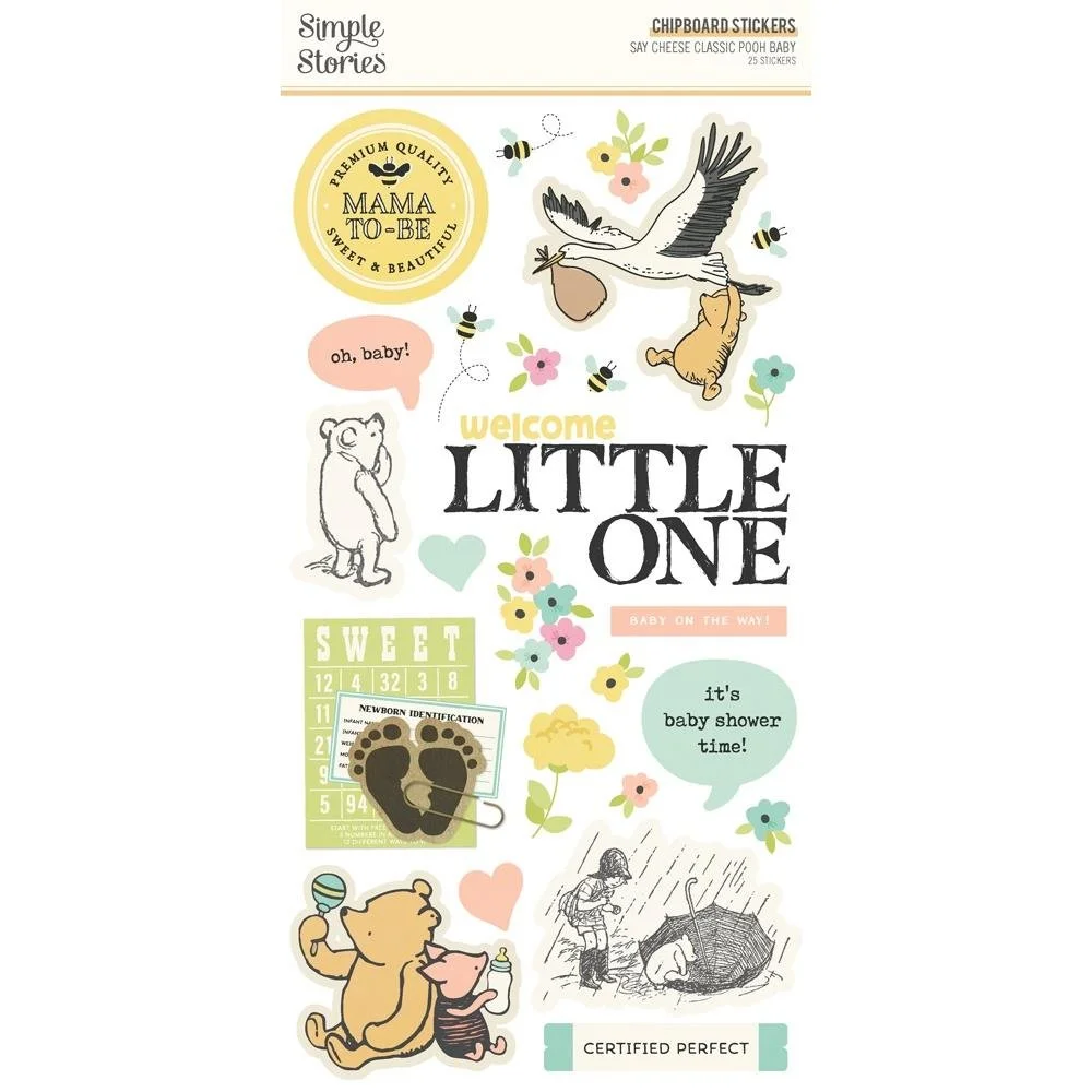 Simple Stories Pooh Baby 6" x 12" Chipboard Stickers