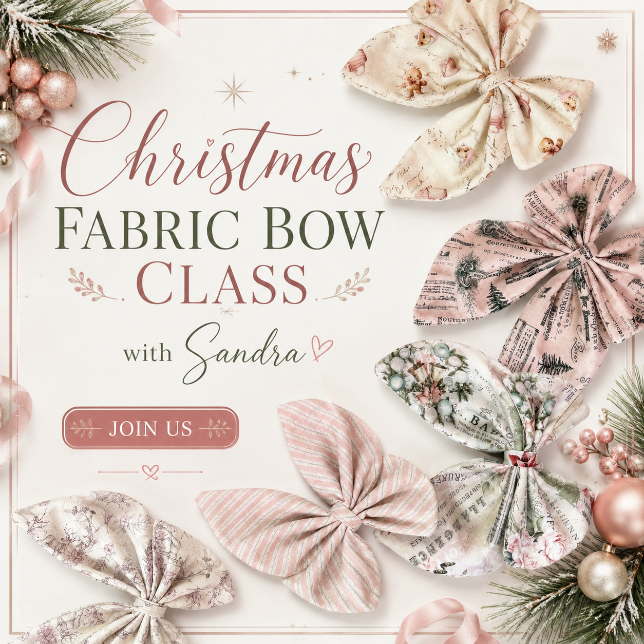 Christmas Fabric Bows Class with Sandra
