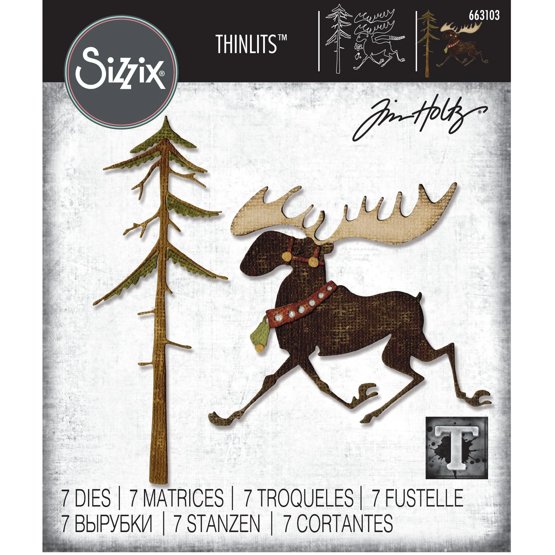 Tim Holtz Sizzix Merry Moose Thinlits Die