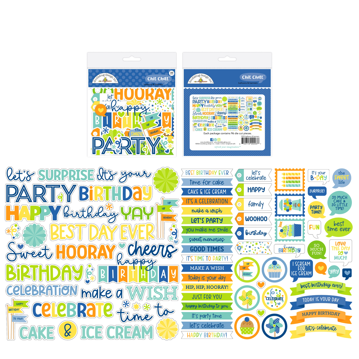*Pre-Order* Doodlebug Balloons & Banners Chit Chat