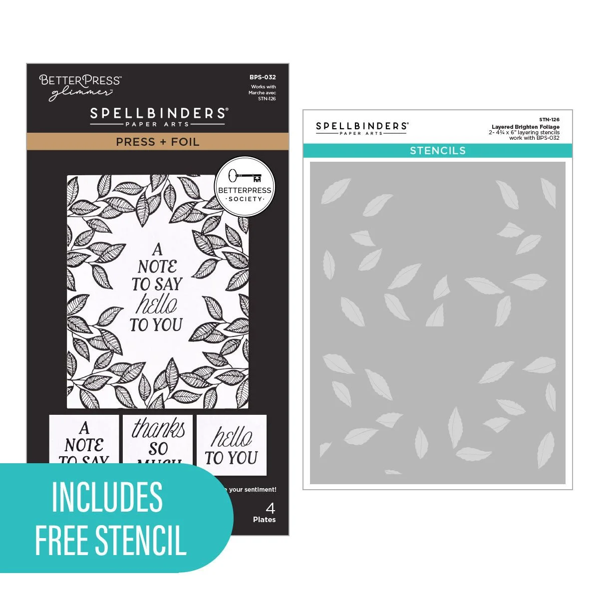 Spellbinders Brighten Foliage Press Plates + Free Stencil