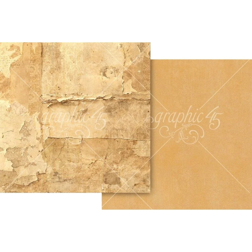 Graphic 45 Journaling Through Time 12" x 12" Paper Goldenrod Gold Patterns