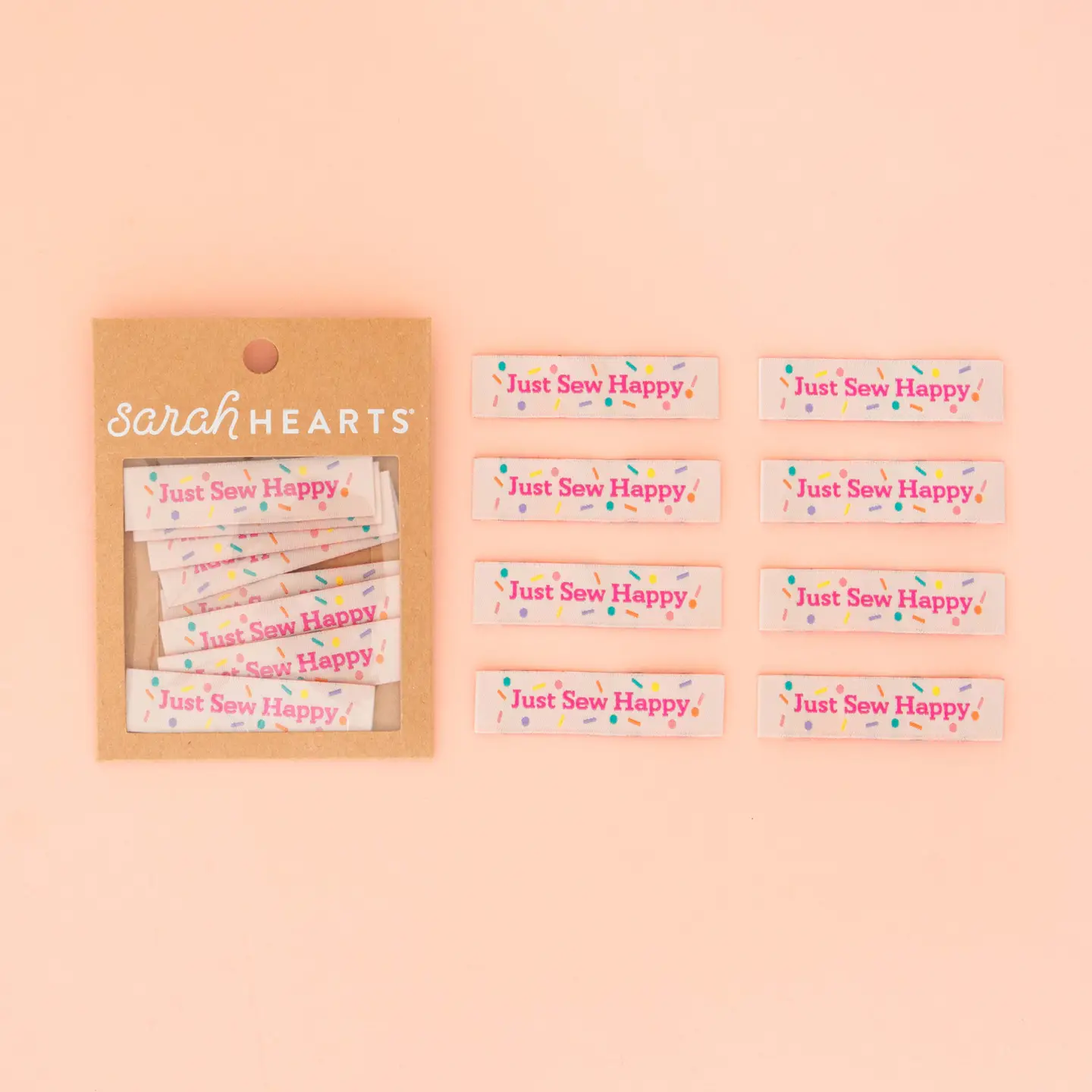 Sarah Hearts Just Sew Happy Sewing Woven Clothing Label Tags